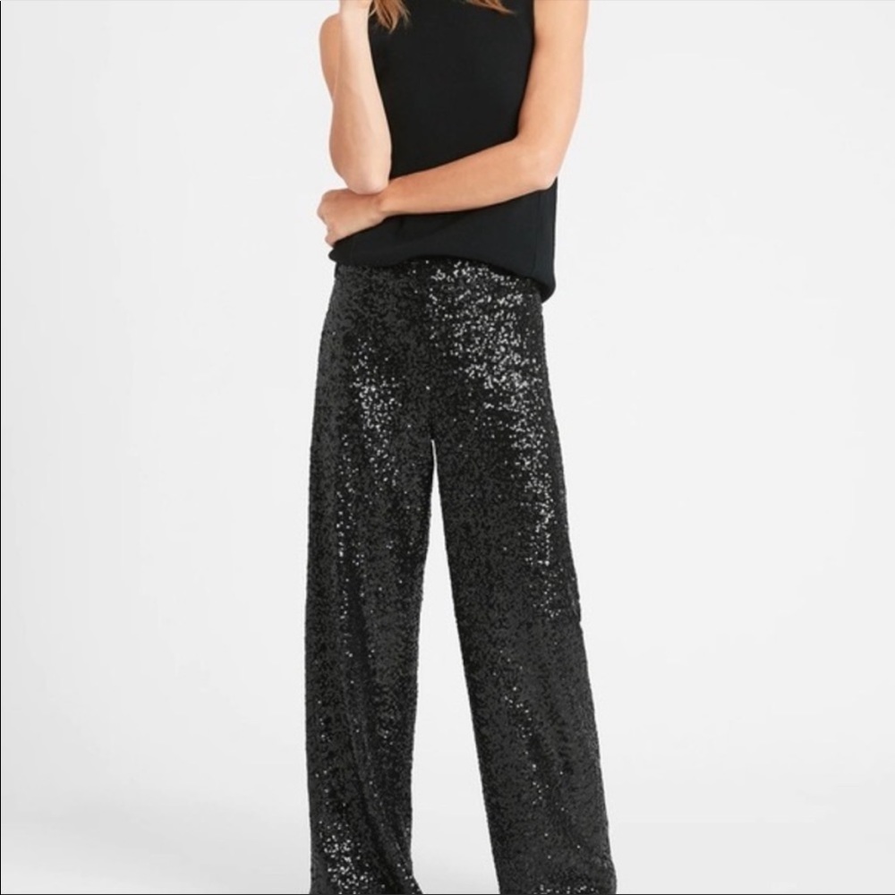 Banana Republic High Rise Sequin Wide Leg Pants